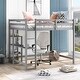preview thumbnail 1 of 7, Gray Full Size Loft Bed with Built-in Desk and Shelves Gray
