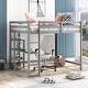 preview thumbnail 1 of 10, Gray Full Size Pine Wood Loft Bed with Built-in Desk and Shelves