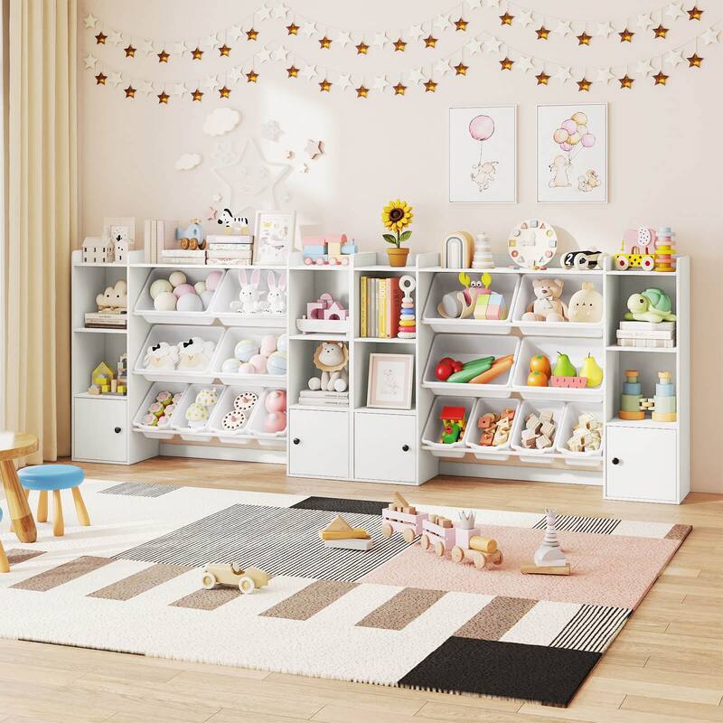 Costway Kids Toy Storage and Bookshelf with 8 Boxes Open Shelves & 2 - See Details