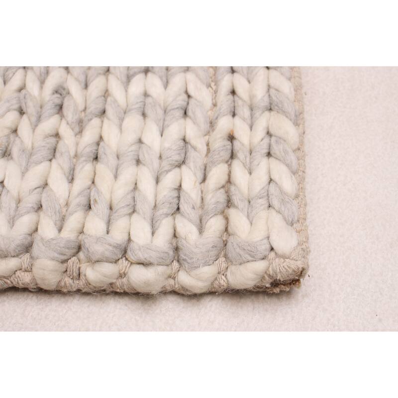 ECARPETGALLERY Braid weave Sienna Grey Wool Rug - 8'7 x 11'8