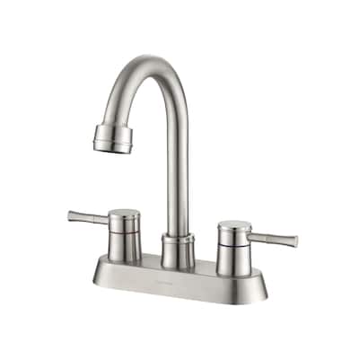 4 Inch 2 Handle Centerset Lead-Free Bathroom Faucet,Swivel Spout with Copper Pop Up Drain and 2 Water Supply Lines