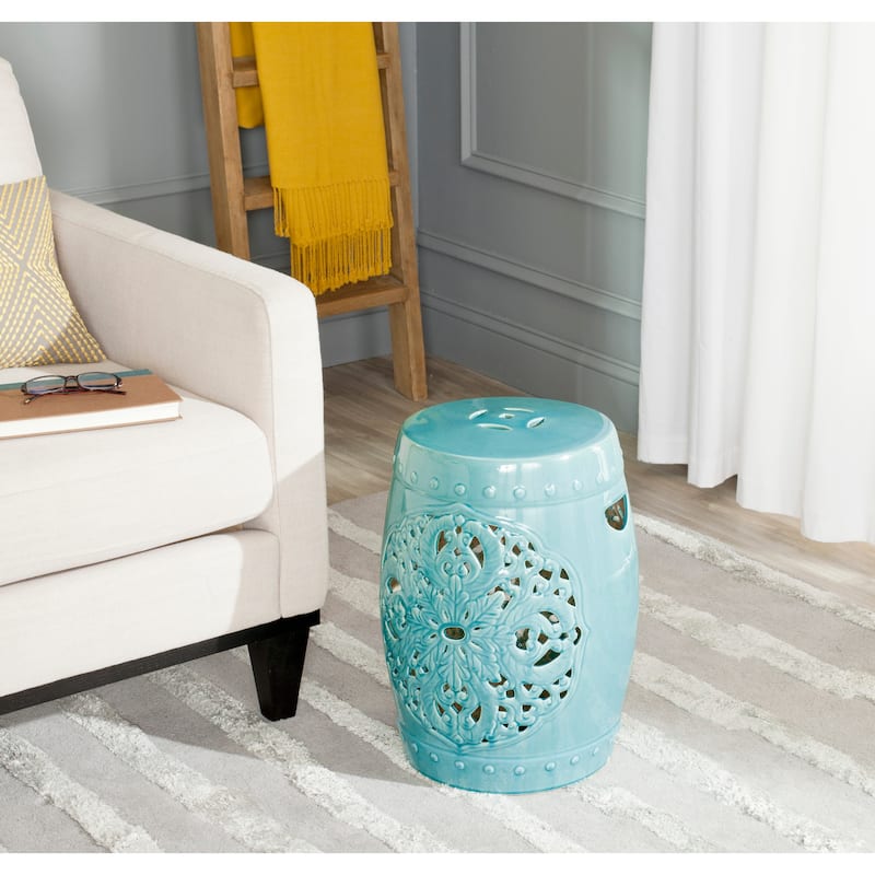 SAFAVIEH Sharareh Antique White Ceramic Decorative Garden Stool
