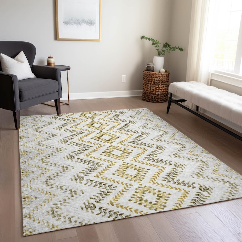 Machine Washable Indoor/ Outdoor Chantille Boho Global Rug