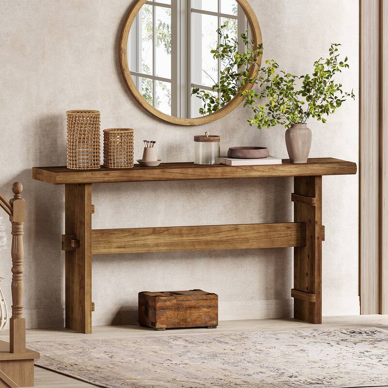 63 Inch Solid Wood Console Table for Entryway - 63" L x 11.8" W x 31.5" H