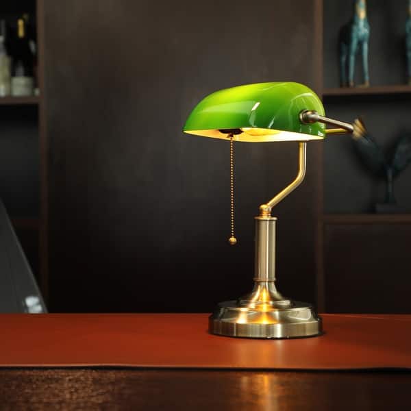 Er is behoefte aan in verlegenheid gebracht De onze Traditional Antique Style Banker Lamp, Vintage Green/Oil Rubbed Bronze - On  Sale - Overstock - 14445622