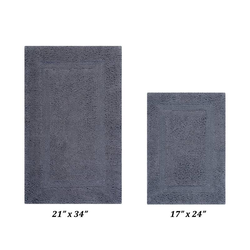 Better Trends Bath Rugs Set 100% Cotton Reversible Water Absorbent Bathroom Rug for Shower, Sink, Bath Mats - Lux Collection
