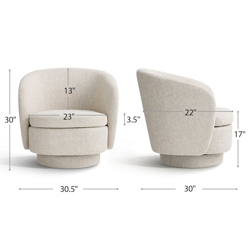 360° Tweed Swivel Barrel Accent Chair
