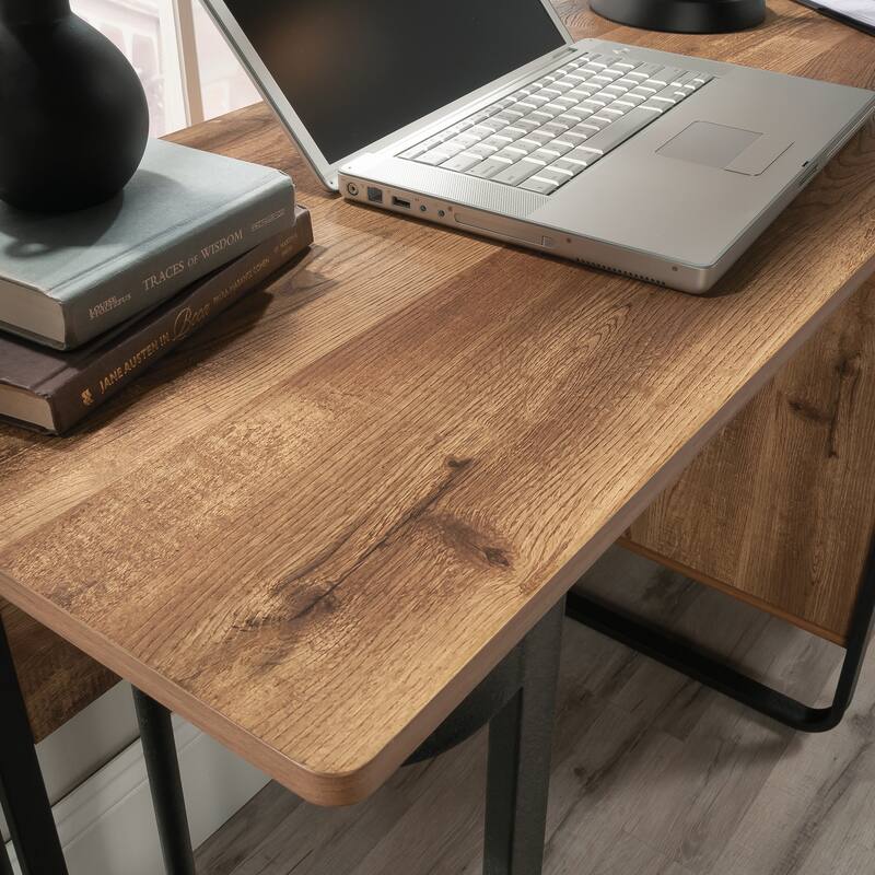 Brown Industrial Computer Desk with Storage Drawer for Home Office Workstation