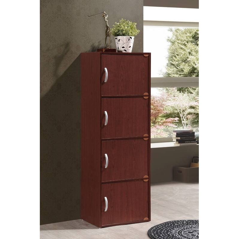 Hodedah 4-Shelf, 4-Door Bookcase