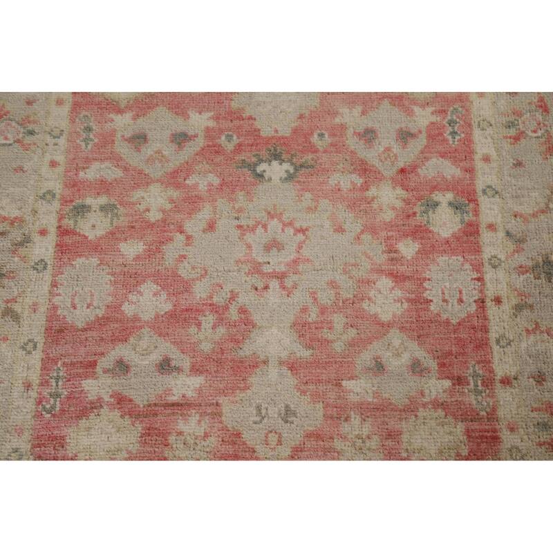 Muted Oushak Geometric Turkish Oriental Rug Hand-knotted Wool Carpet - 2'10" x 3'8"