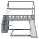 preview thumbnail 32 of 38, Friendly Design Twin Over Twin Bunk Bed with Two Drawers and Slide, House Bed with Slide