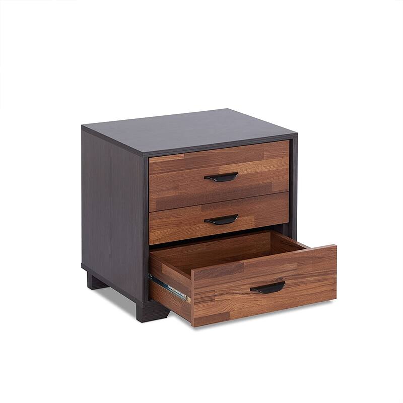 Two-tone Finish Nightstand with 3 Drawers