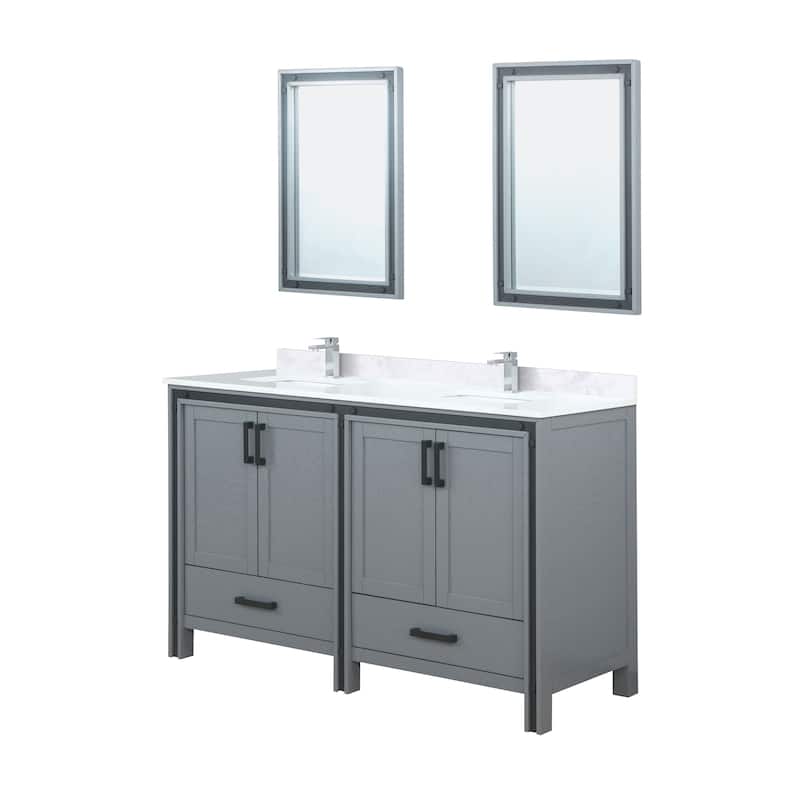 Ziva Bath Vanity, White Quartz Top, Faucet Set and Mirrors
