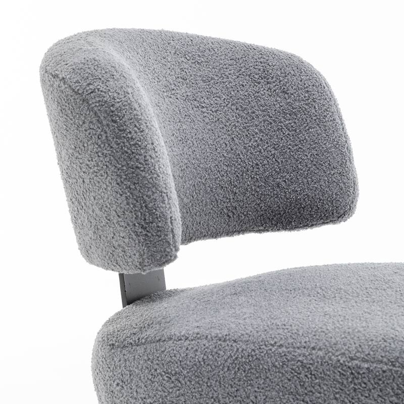 SEYNAR Modern Armless Faux Sherpa Accent Chair with Metal Legs Set of 2