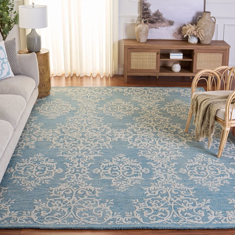 SAFAVIEH Handmade Metro Doritta Wool Rug - 9' x 12' - Blue/Ivory