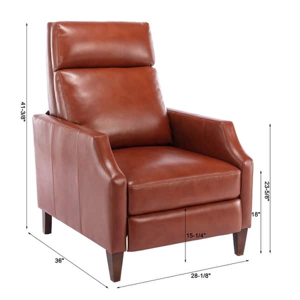 dimension image slide 0 of 3, Brooklyn Faux Leather Push Back Recliner by Greyson Living