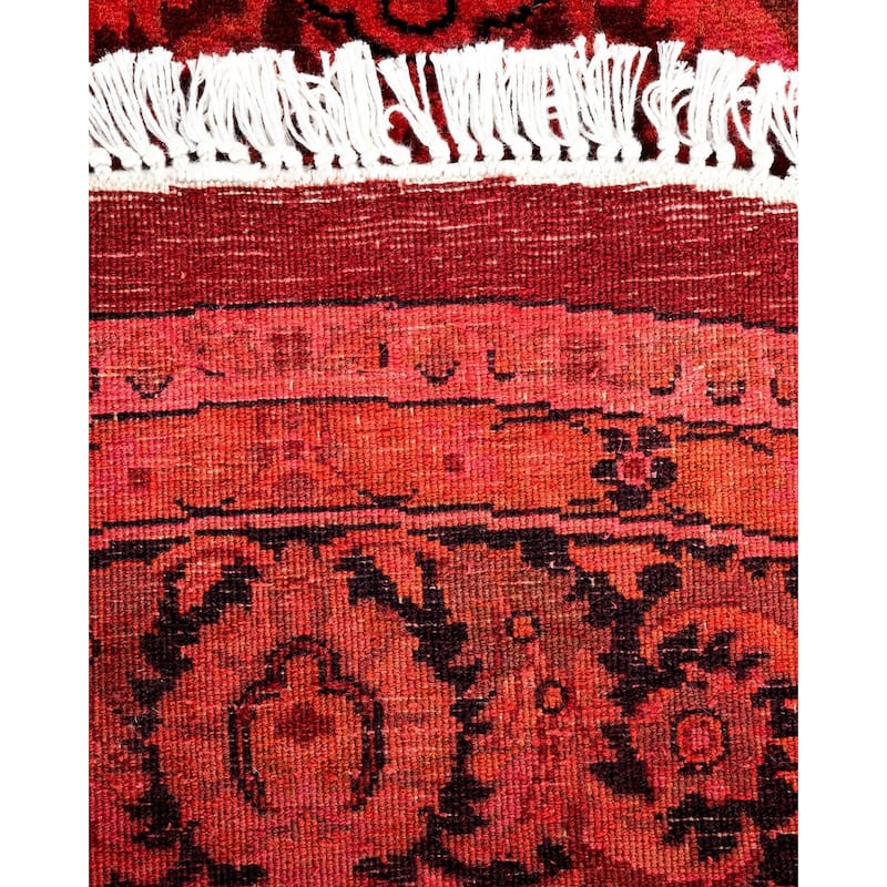 Overton Hand Knotted Wool Vintage Inspired Modern Contemporary Overdyed Orange Round Area Rug - 4' 1" x 4' 1"