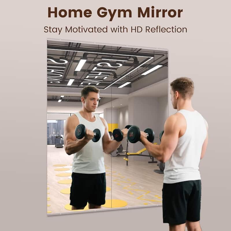 Full Length Tempered Glass Mirror - Rectangular Wall Mirror for Yoga, Gym & Dance Studio(Set of 2/3)