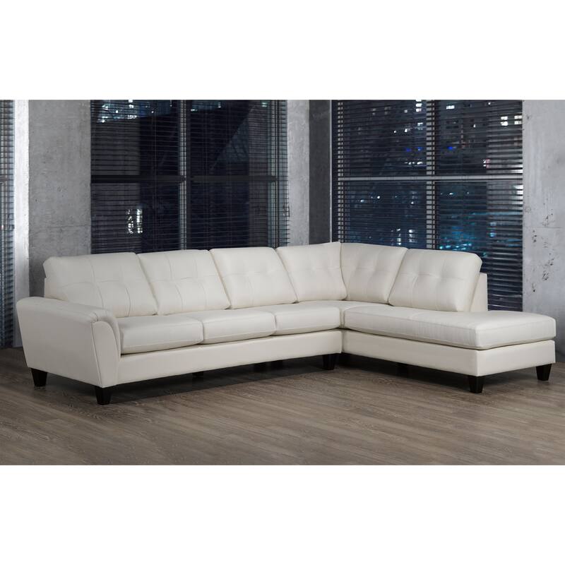 Tory Top Grain Leather Tufted Left/ Right-facing Sectional Sofa