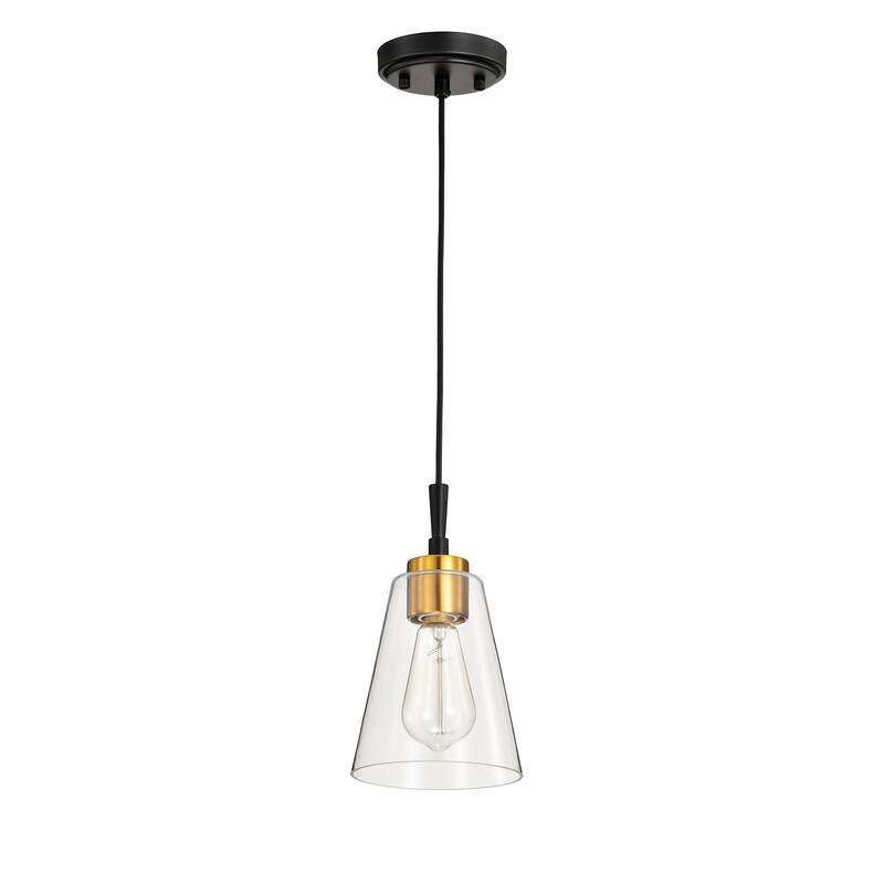 Briarwood 5.9 in. 1-Light Pendant with Clear Cone Glass Shade