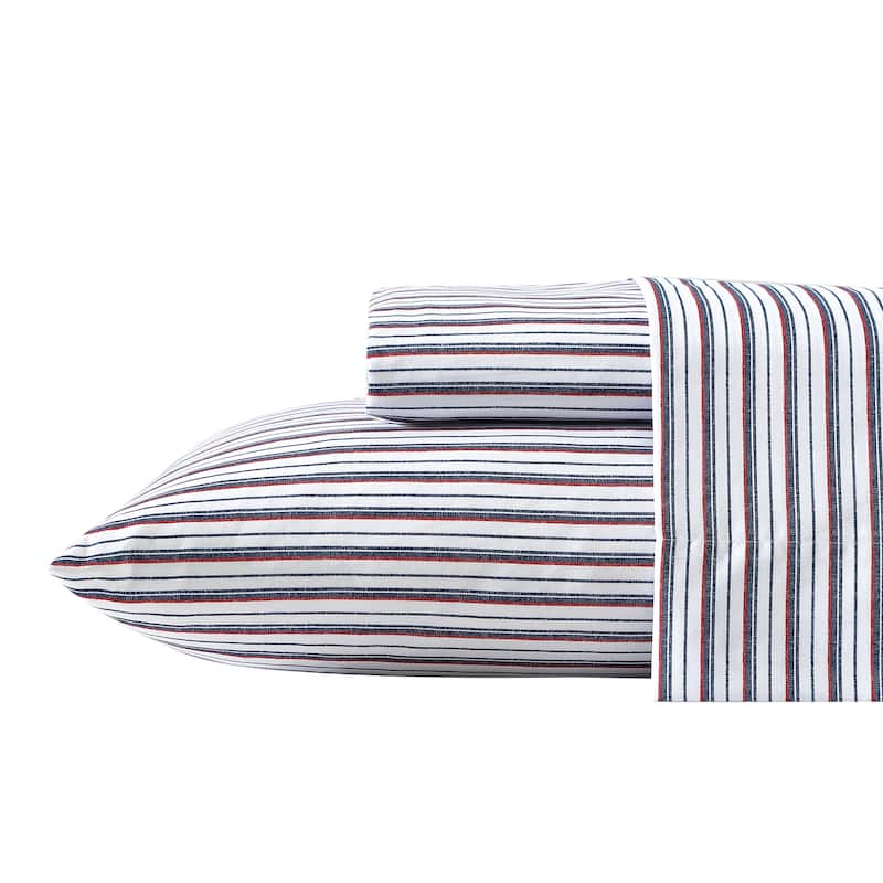Nautica Fitted Sheet and Standard Pillowcase Sets - Full - Aevery Stripe Navy