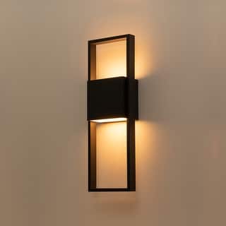 2-Light Matte Black Integrated LED Outdoor Wall Light Sconce