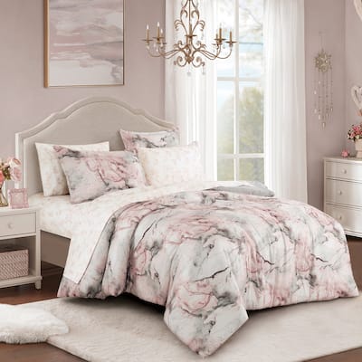 7 pieces abstract bed in a bag comforter set