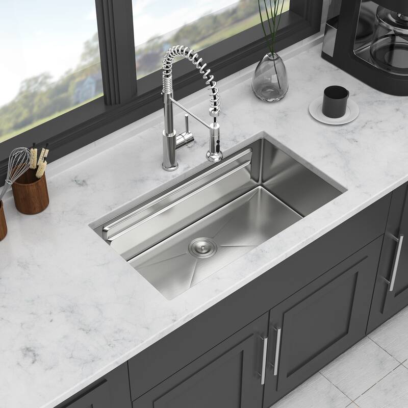 Undermount 16 Gauge Single Bowl Stainless Steel Kitchen Sink in Brushed Nickel