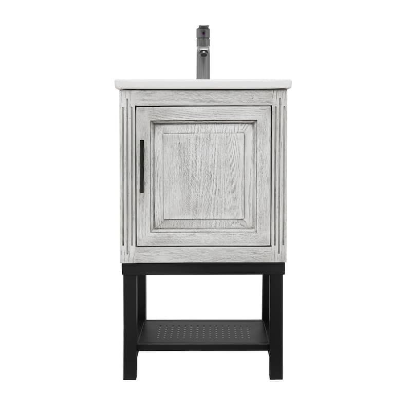 Roomfitters 20" Bathroom Vanity with Sink, Freestanding Cabinet with Ceramic Basin and Storage Shelf