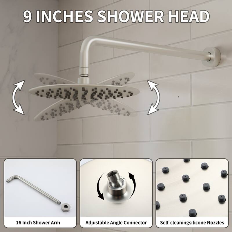 4-Spray Wall Mount Dual Fixed and Handheld Shower Head with Slide Bar and Tub Spout, Valve included