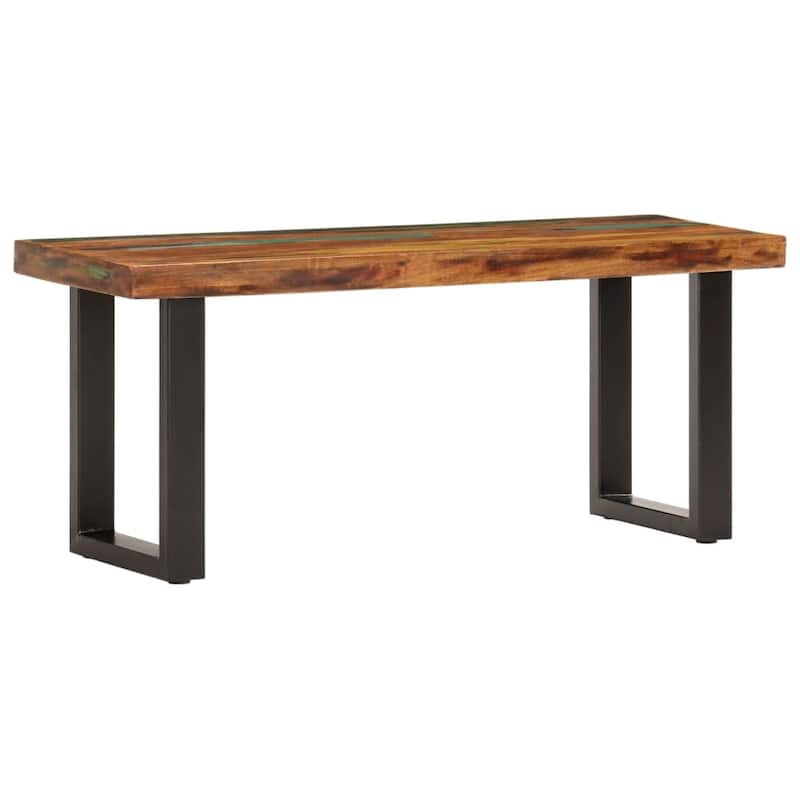 vidaXL Bench Steel Wooden Outdoor Bench 43.3"/63" Solid Mango/Reclaimed Wood