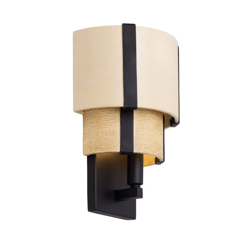 Varaluz Blonde Moment 1-Light Wall Sconce - Matte Black/Honey/Medium Oak