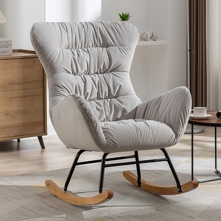 Velvet Fabric Rocking Chair - Bed Bath & Beyond - 39130645