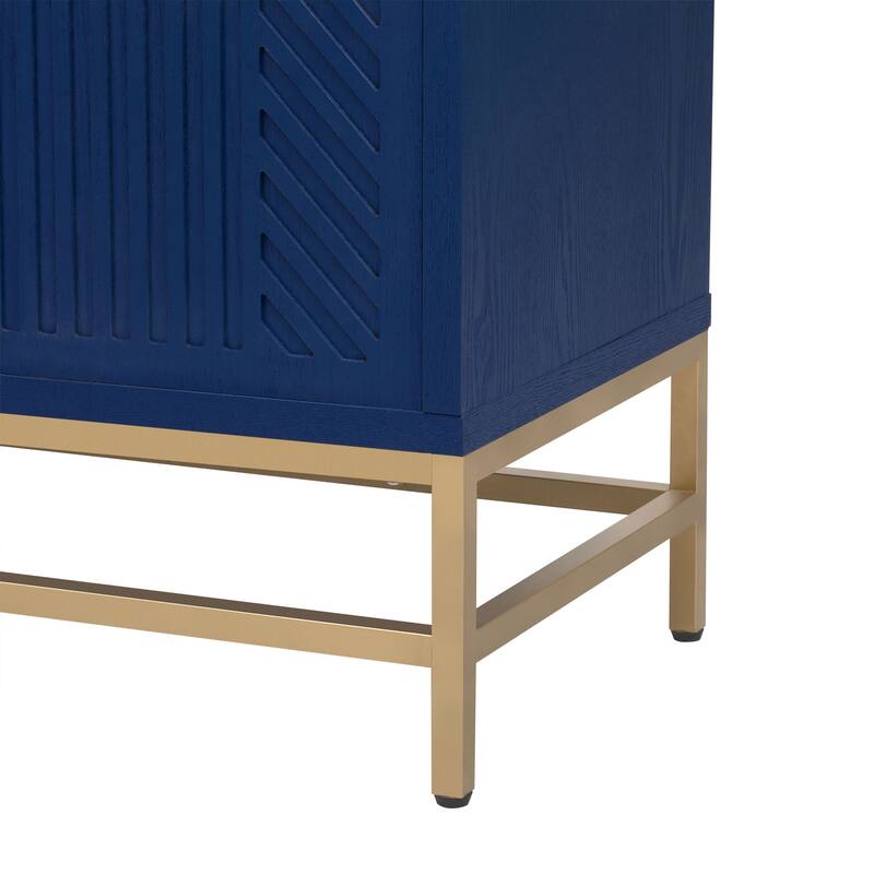 Rectangular Sideboard Entryway Cabinet with Adjustable Shelves & Metal Leg, Buffet Cabinet Console Table for Kitchen Living Room