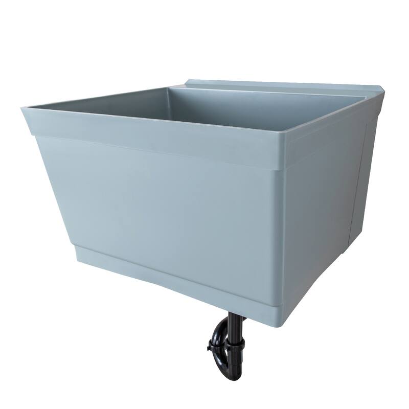 TEHILA 19-Gallon Wall-mounted Utility Sink 22.88 in. W with Drainage Kit - Grey