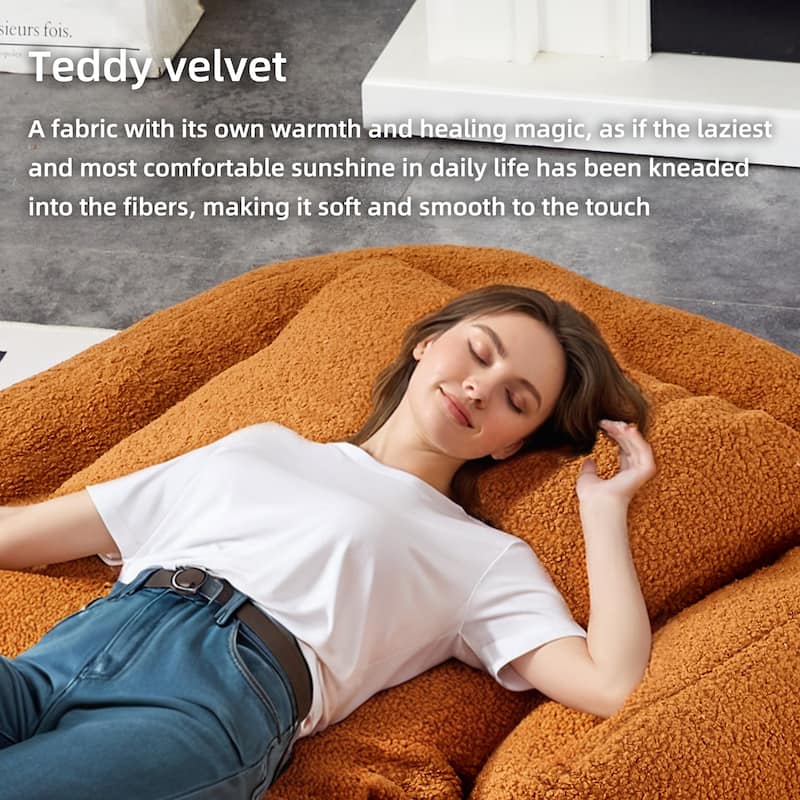 Roomfitters Folding Sofa Chair with 5 Adjustable Positions, Velvet Floor Lounge Chair for Gaming
