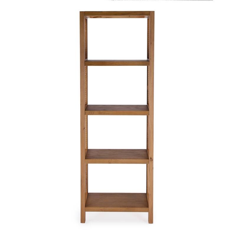 Mesa Cane and Solid Wood 4-Tier Etagere Bookcase