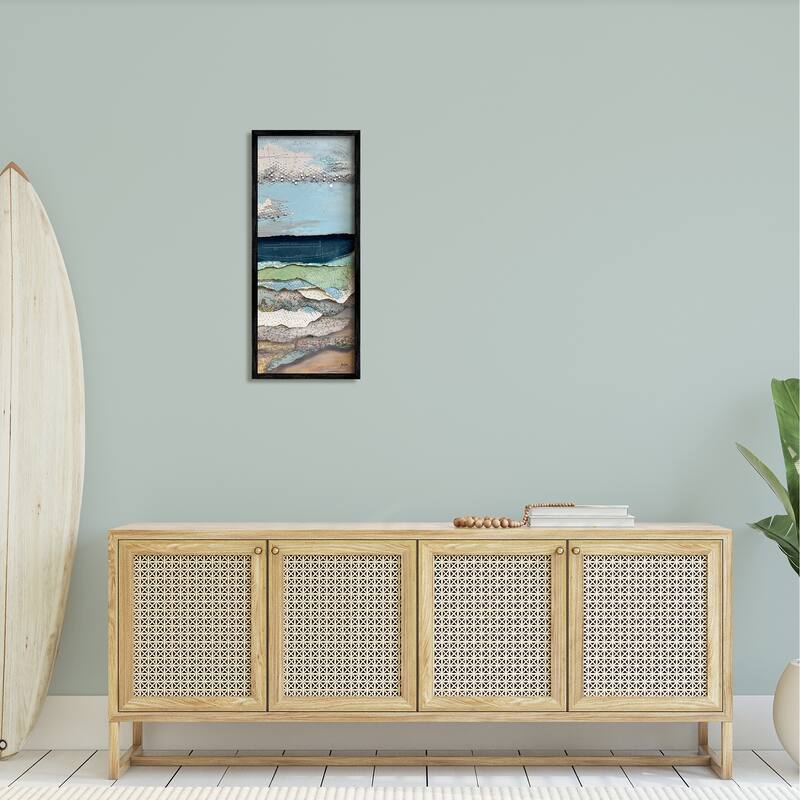 Stupell Cloudy Beach Shore Landscape Layered Ephemera Collage Framed Wall Art, Design by Stacy Gresell