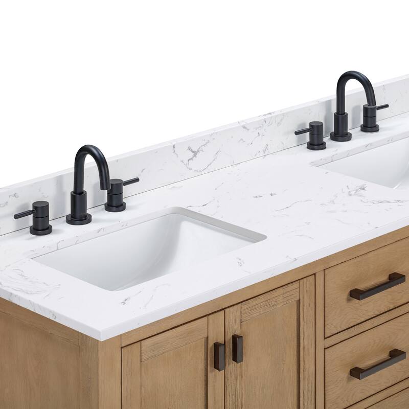Avanity Modero 61 in. Double Vanity Combo in Matte Black finish and Cala White Engineered Stone Top