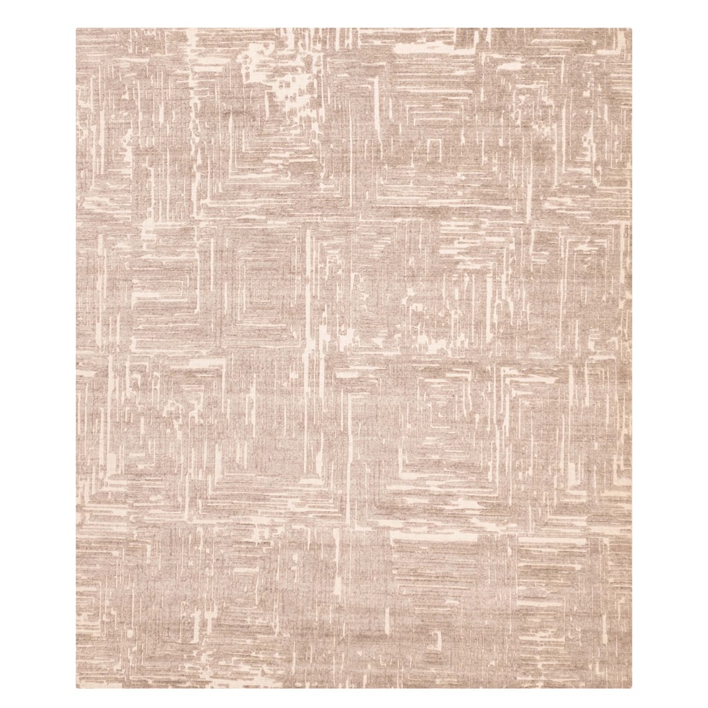 ECARPETGALLERY Hand Loomed Elysian Taupe Wool Rug - 8'0 x 9'9