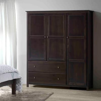 Grain Wood Furniture Shaker Wood 3-door Armoire - 60x72x22