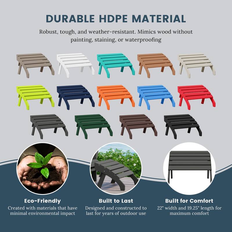 Polytrends Altura Outdoor Adirondack Folding Ottoman