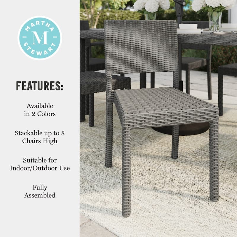 Martha Stewart Outdoor Rattan Wicker Stackable Side Dining Chair - 18.5"W x 21.75"D x 33.5"H