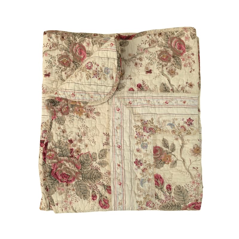 Greenland Home Fashions Antique Rose 100-Percent Cotton Quilted Throw Blanket