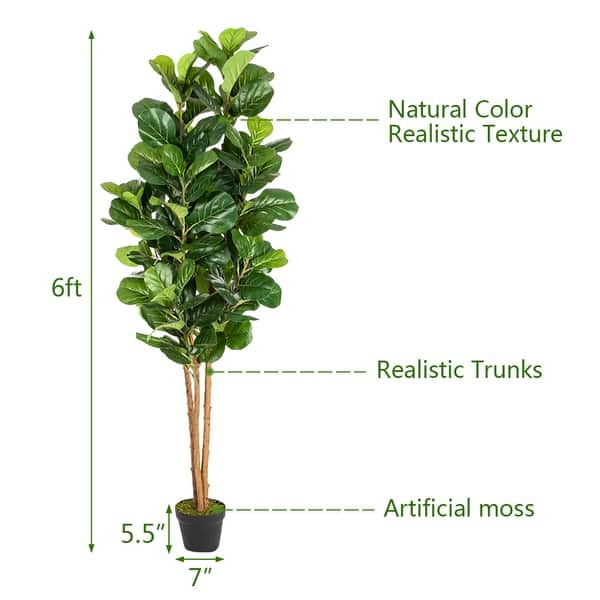 6FT Solid Wood Simulation Tree with 156 Leaves - Green - Bed Bath ...