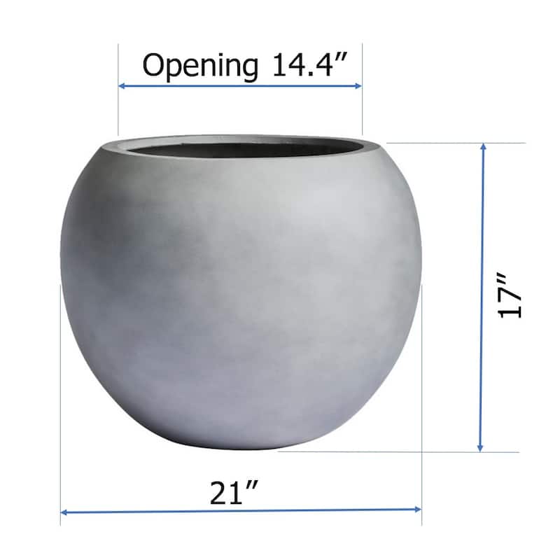 DreamPatio Riverside Fiberstone Modern Sphere Planter for Indoor/Outdoor - 21x21x17 - Grey
