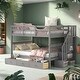 preview thumbnail 2 of 26, Stylish & Simple Stairway Full-Over-Full Bunk Bed with Drawer, Storage and Guard Rail for Bedroom, Versatility Galore, Grey