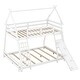 preview thumbnail 5 of 14, Twin over Queen House Bunk Bed, Solid Wood Low Bunk Bed Frame with Climbing Net & Climbing Ramp, for Kids Teens Boys Girls