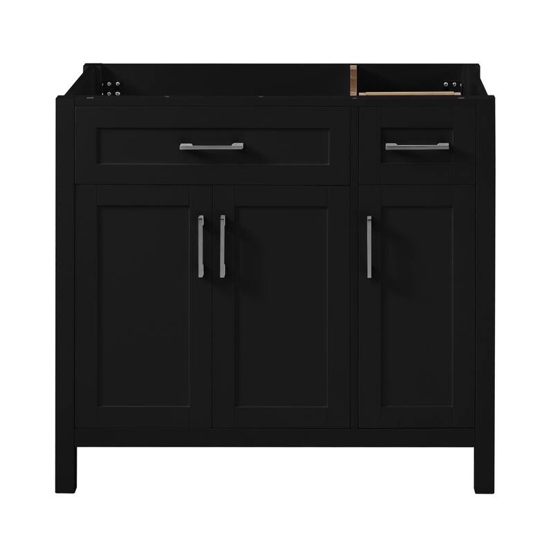 36 inch MDF Freestanding Bathroom Vanity without Top with Soft-Close Drawer - Black