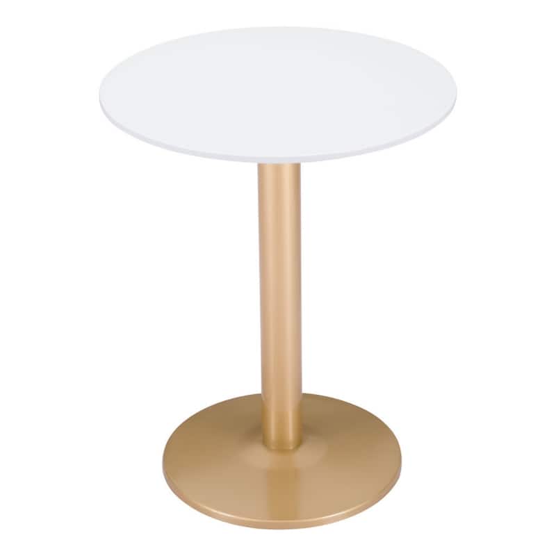 Gold and White Round Bistro Dining Table for Kitchen or Bar - 23.60” x 23.60” x 29.50”